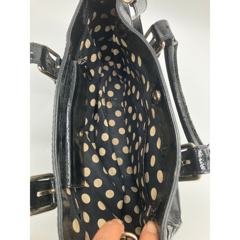 Kate Spade New York Black Patent Leather Tote Bag Gold Hardware Handbag - Picture 8 of 8
